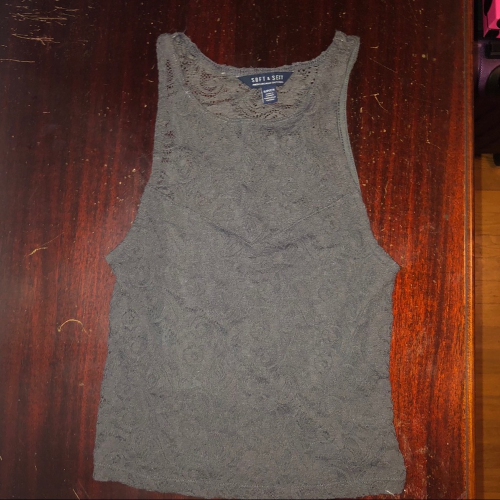 American Eagle Gray Lace Tank Top